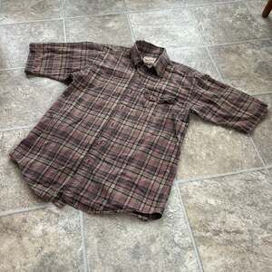 Woolrich Men's Medium Short Sleeve Plaid Flannel Button Down Shirt